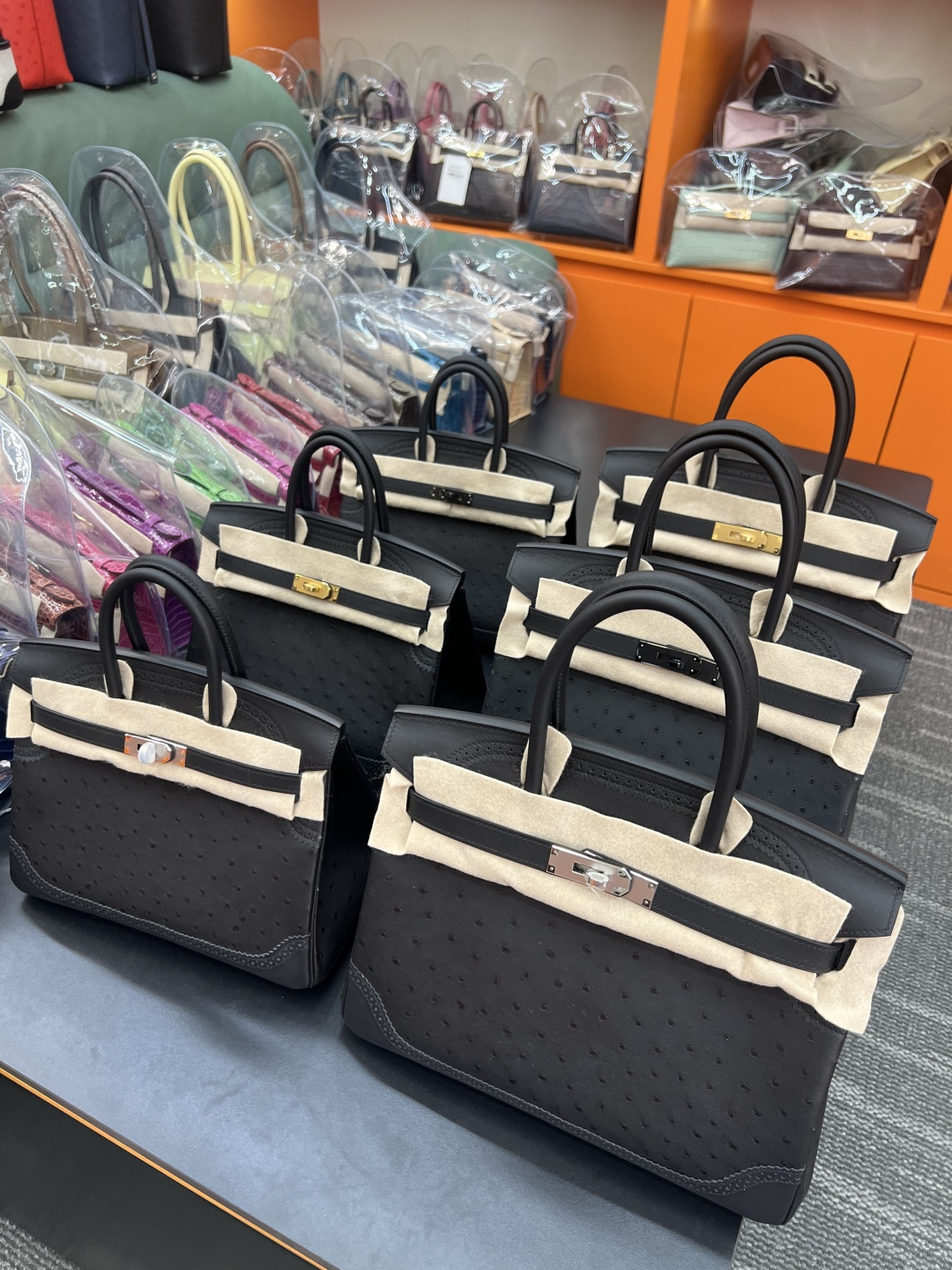 エルメス Birkin 25 オーストリッチレザー ブラック パラジウム 画像 1