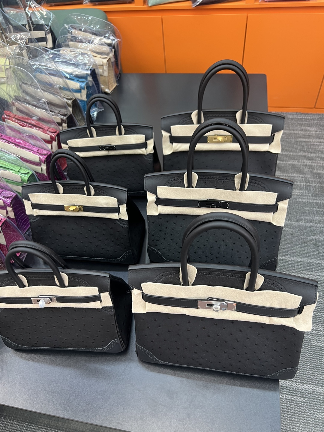 エルメス Birkin 25 オーストリッチレザー ブラック パラジウム 画像 2
