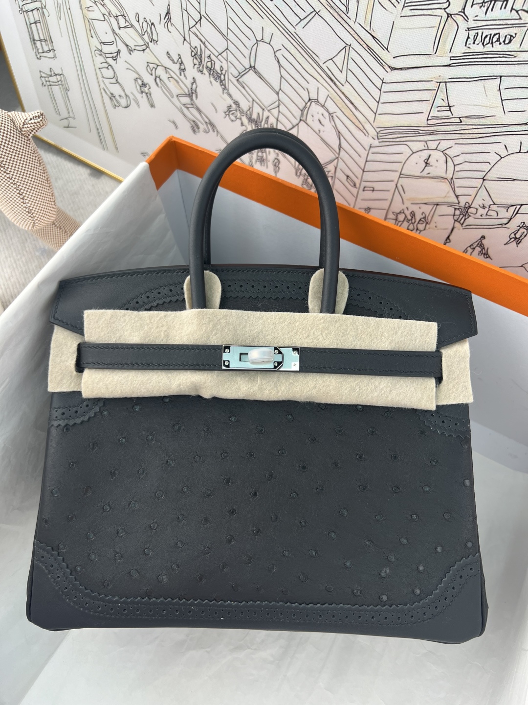 エルメス Birkin 25 オーストリッチレザー ブラック パラジウム