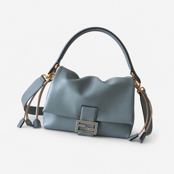 フェンディ Mamma Baguette Medium ナッパレザー バッグ ライトブルー 8BR833 AQ0D F199A