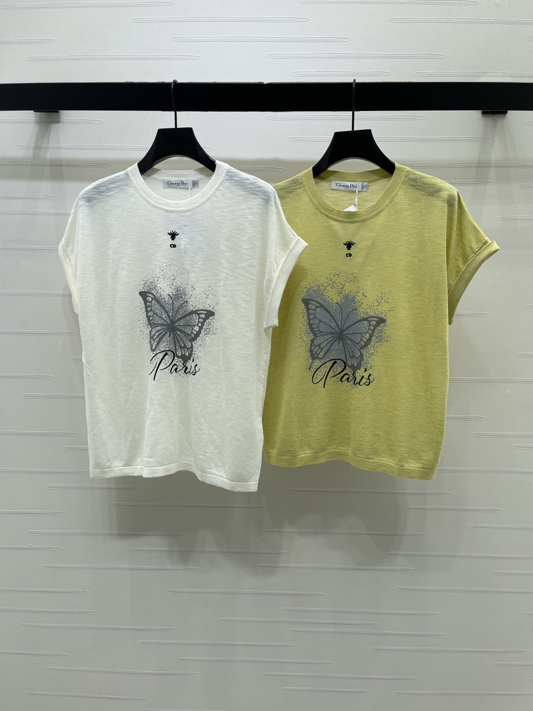 ディオール バタフライプリント ビー刺繍 ニットトップ ホワイト 詳細画像 1
