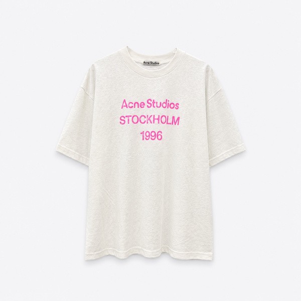 アクネ ストゥディオズ 1996ロゴ 半袖Tシャツ オフホワイト ピンク