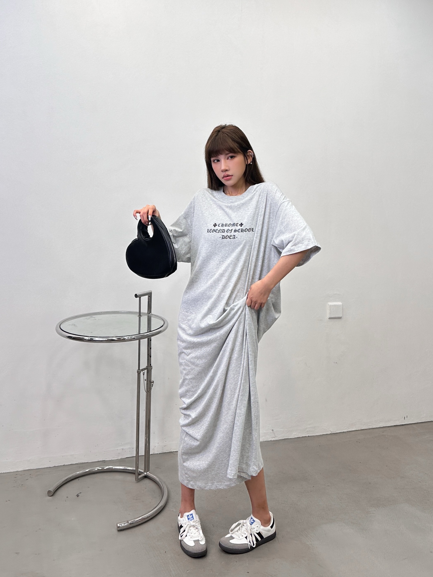 クロムハーツ スクロールラベル ウォッシュ加工 Tシャツドレス グレー 画像 9