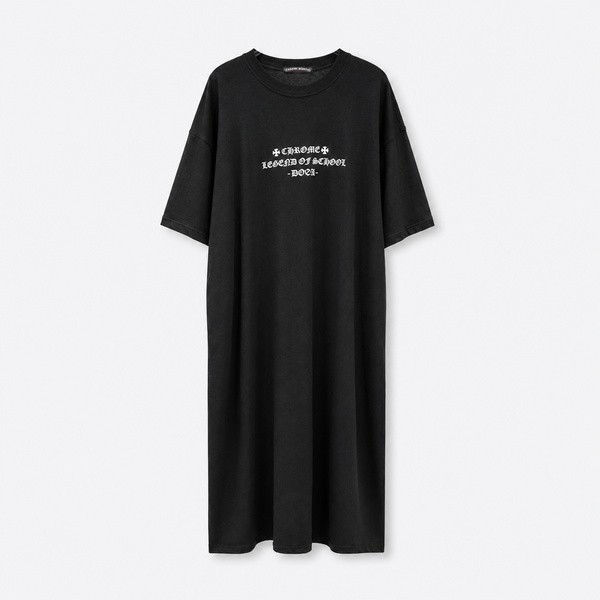 クロムハーツ スクロールラベル ウォッシュ加工 Tシャツドレス ブラック