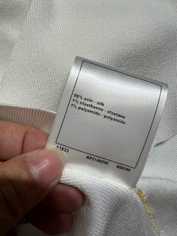 シャネル 26A 金糸刺繍ヘムロゴ 半袖Tシャツ ブラック ホワイト 画像 8