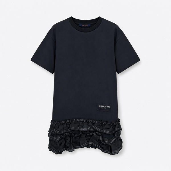 ルイ ヴィトン フリルトリム Tシャツドレス ブラック