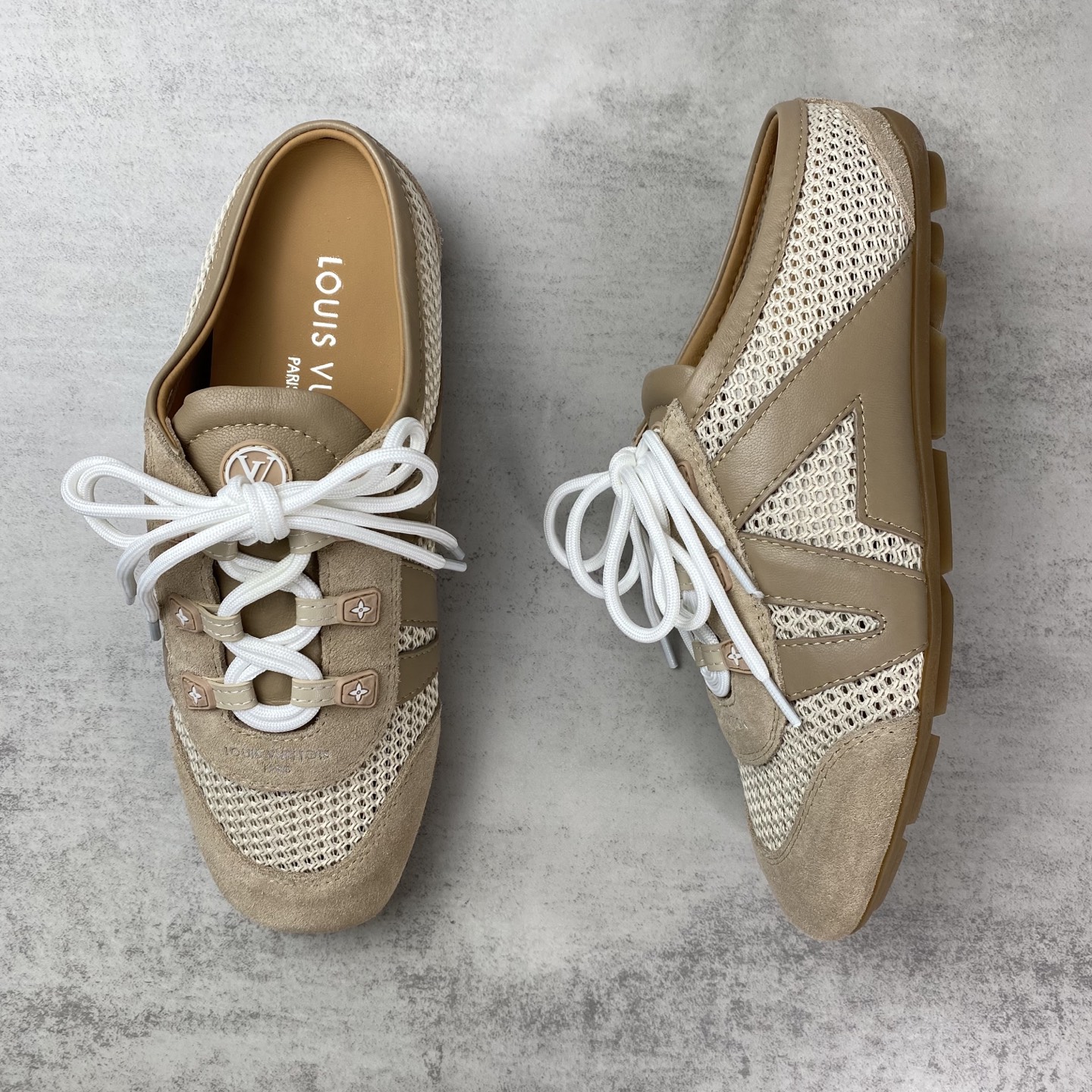 ルイヴィトン Sneakerina モノグラムメッシュ スニーカー クリーム 詳細画像 3