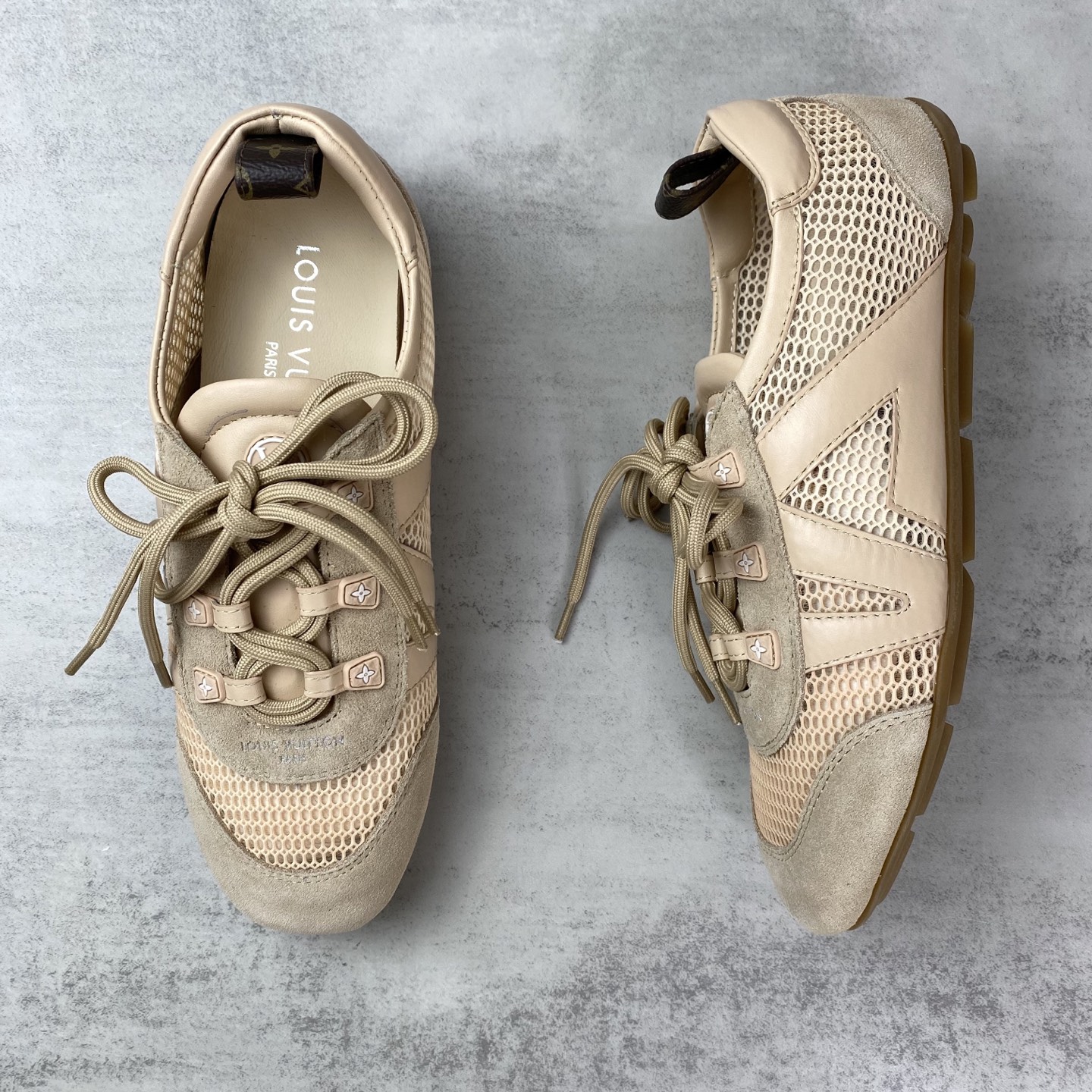 ルイヴィトン Sneakerina スエードメッシュ スニーカー ベージュ 詳細画像 3