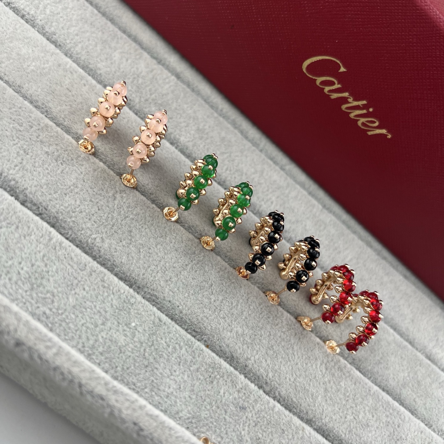 カルティエ Clash de Cartier マルチカラーストーン ピラミッドフープピアス ローズゴールド 詳細画像 1