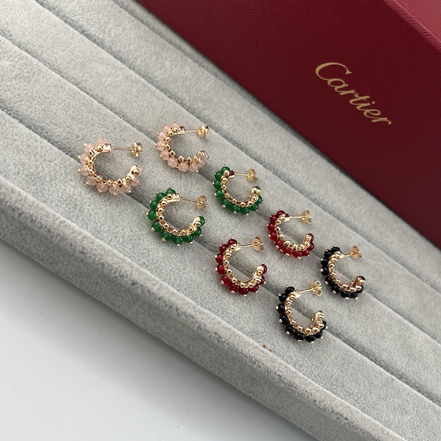 カルティエ Clash de Cartier マルチカラーストーン ピラミッドフープピアス ローズゴールド 詳細画像 2