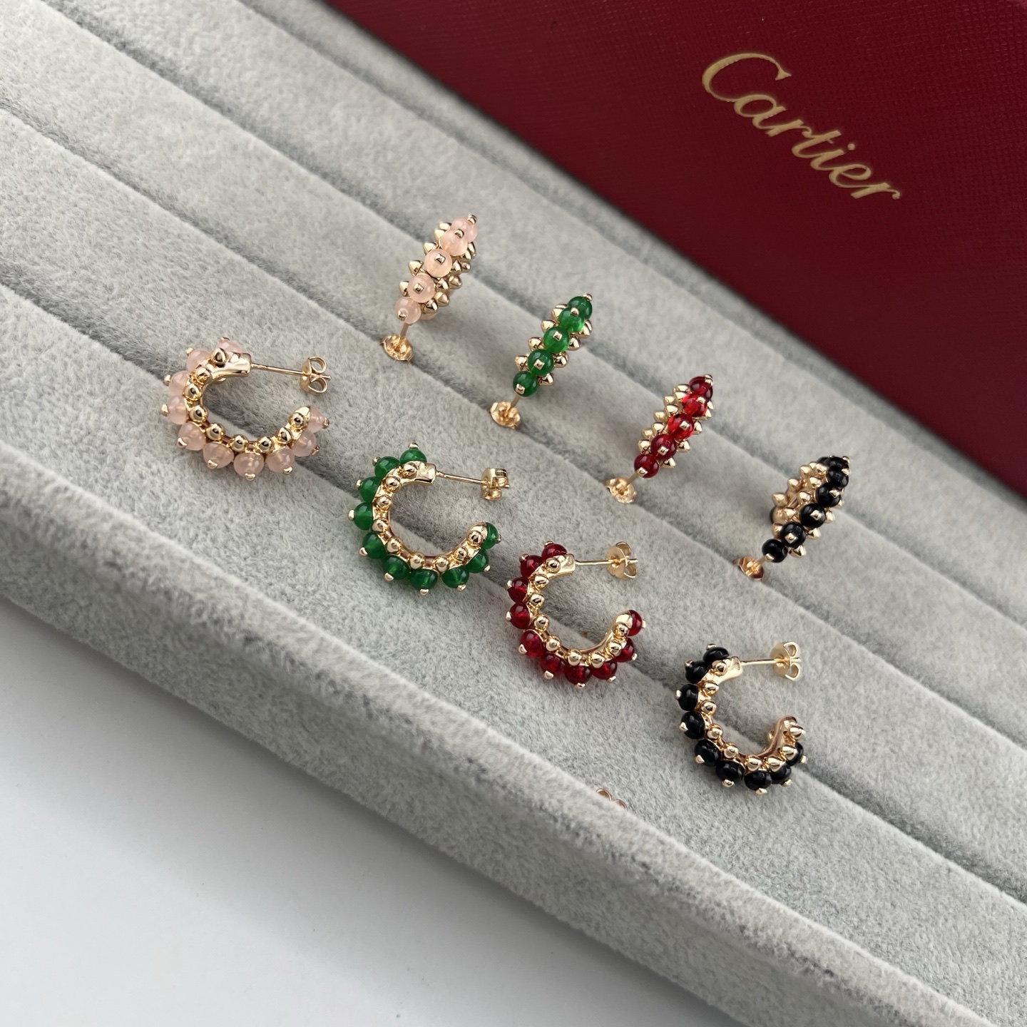 カルティエ Clash de Cartier マルチカラーストーン ピラミッドフープピアス ローズゴールド 詳細画像 3