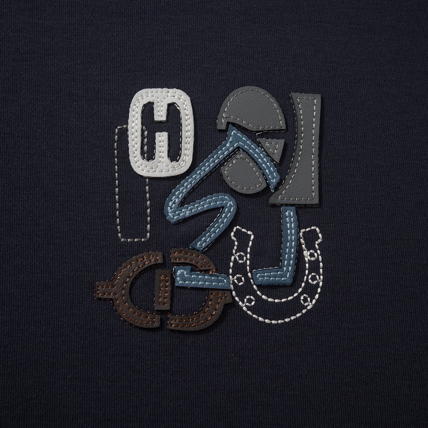 エルメス H Puzzle レザーパッチ Tシャツ ネイビー 画像 4