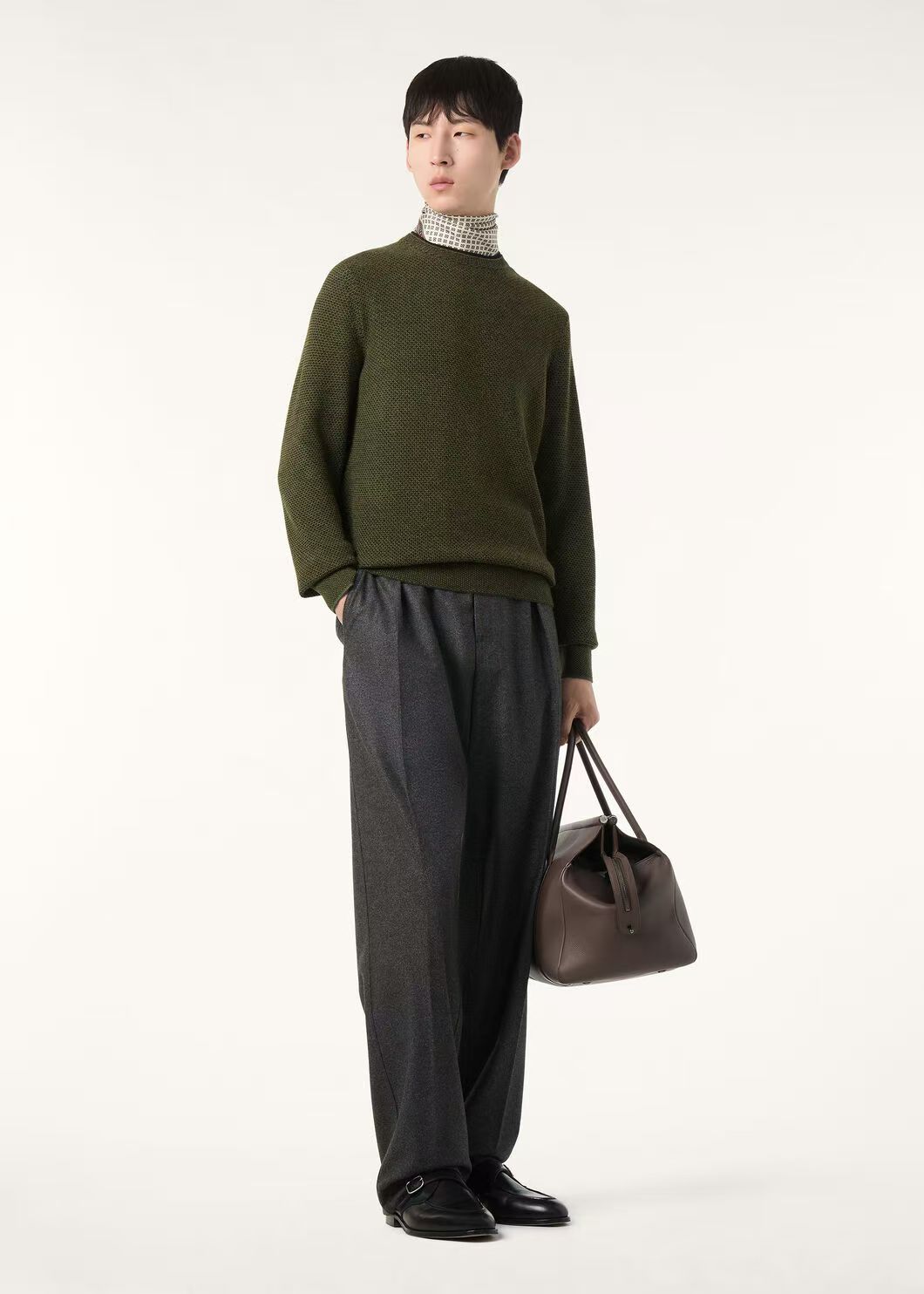 ロロ・ピアーナ City Pull ハニカム カシミヤ オリーブ 画像 8