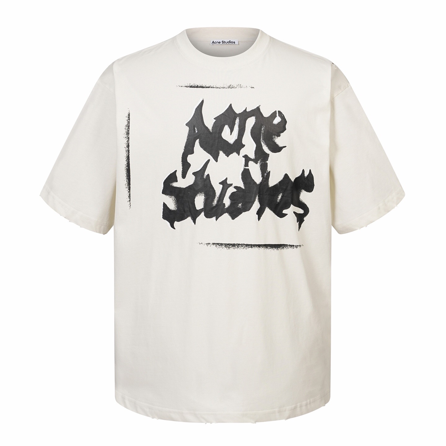 アクネ ストゥディオズ ダメージ加工 グラフィティロゴ Tシャツ アイボリー 詳細画像 1
