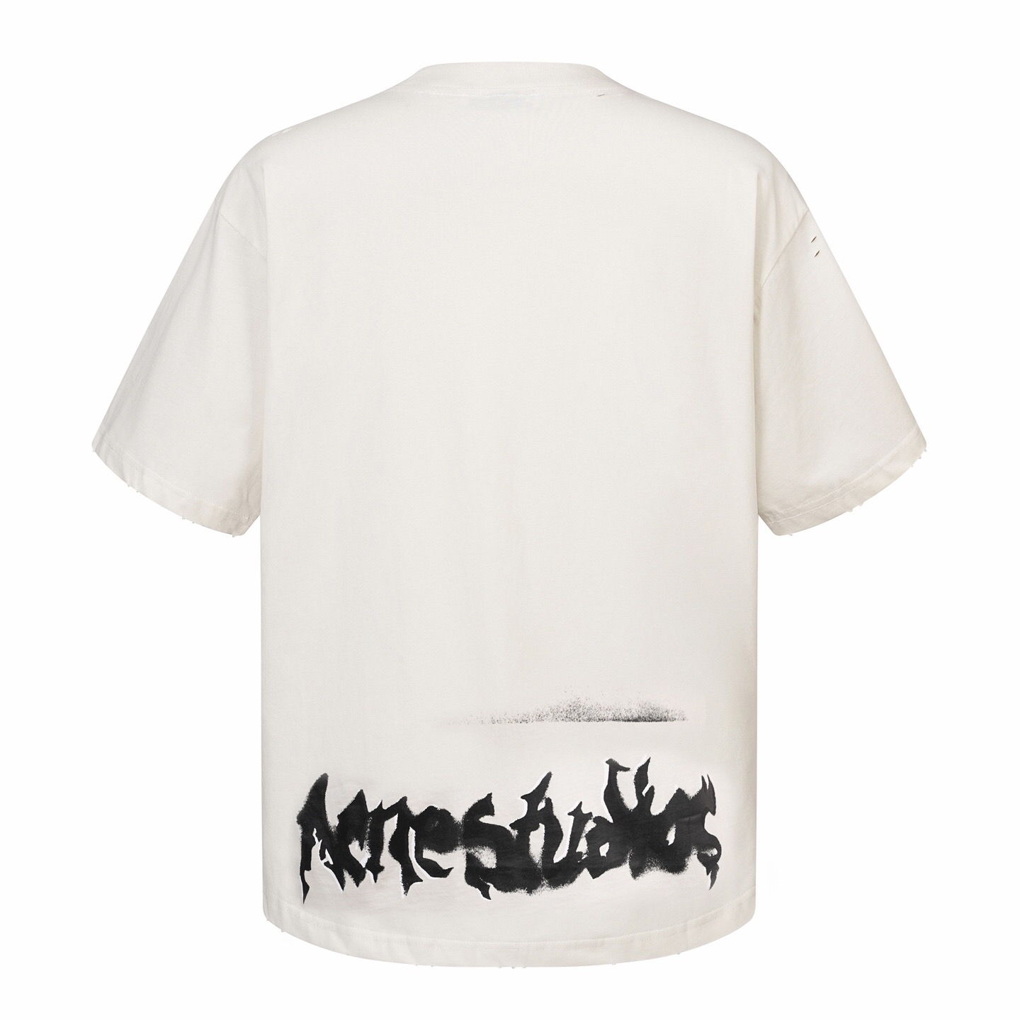 アクネ ストゥディオズ ダメージ加工 グラフィティロゴ Tシャツ アイボリー 画像 2