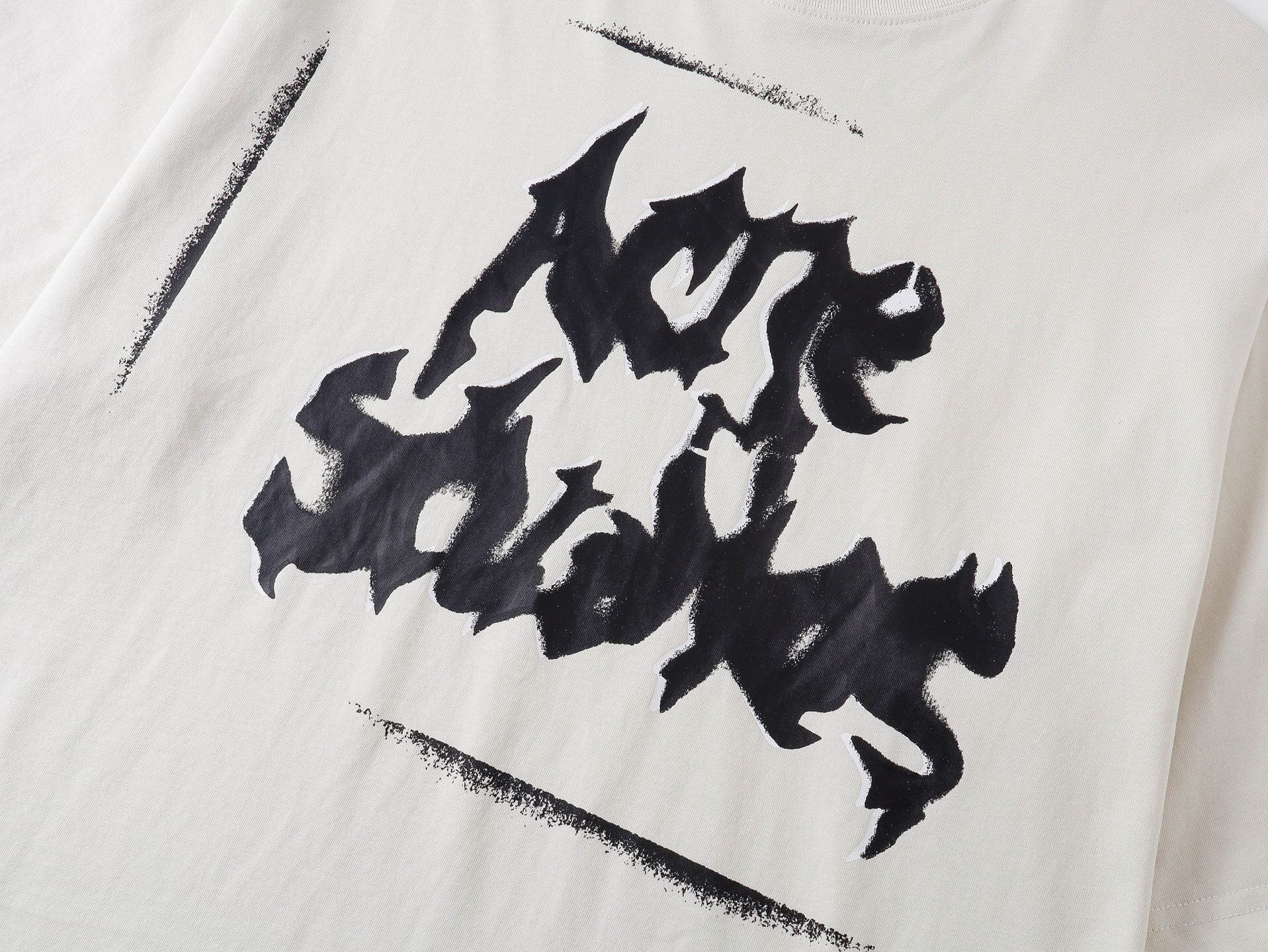 アクネ ストゥディオズ ダメージ加工 グラフィティロゴ Tシャツ アイボリー 画像 5