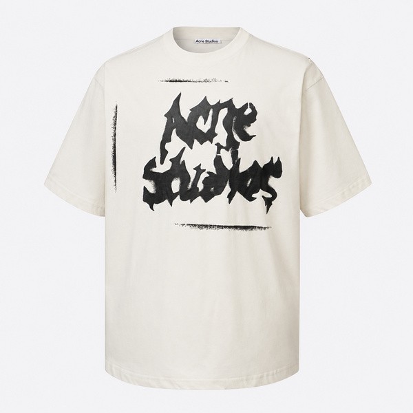 アクネ ストゥディオズ ダメージ加工 グラフィティロゴ Tシャツ アイボリー